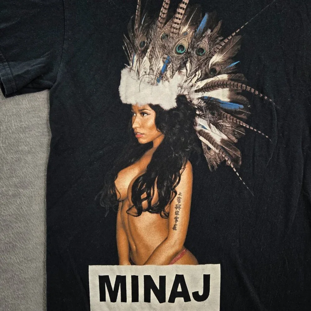 Nikki Minaj Women Shirt Small Black 2015‎ The Pink Print Tour Graphic Crew Tee